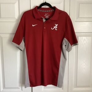 Alabama Crimson Tide Shirt Mens Large Red Gray Nike Dri-FIT Polo Golf NCAA